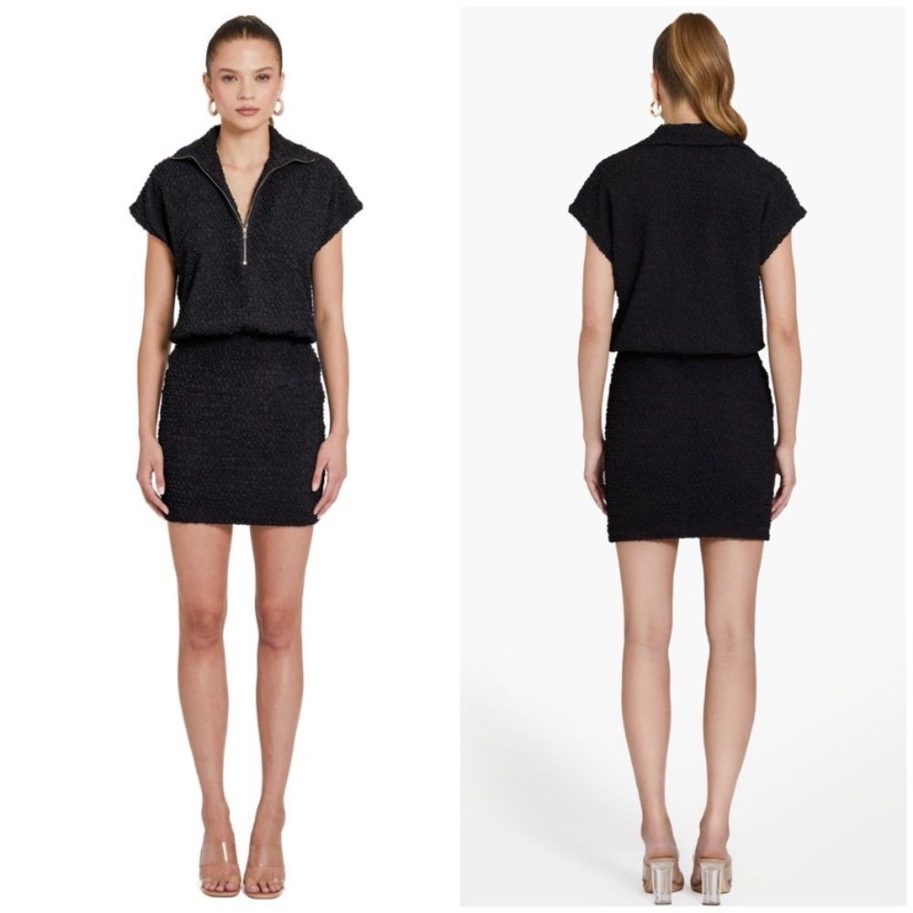 Amanda Uprichard Rowan Mini dress in black crinkle fabric Size M